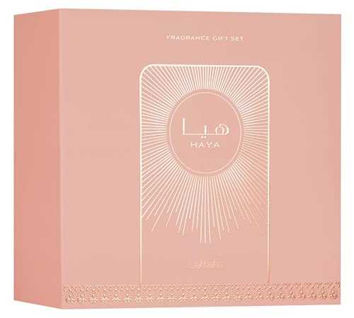 Lattafa Haya Gift Set - 100ml Eau de Parfum, 12ml Travel Spray & 50ml Hair Mist - Image 2